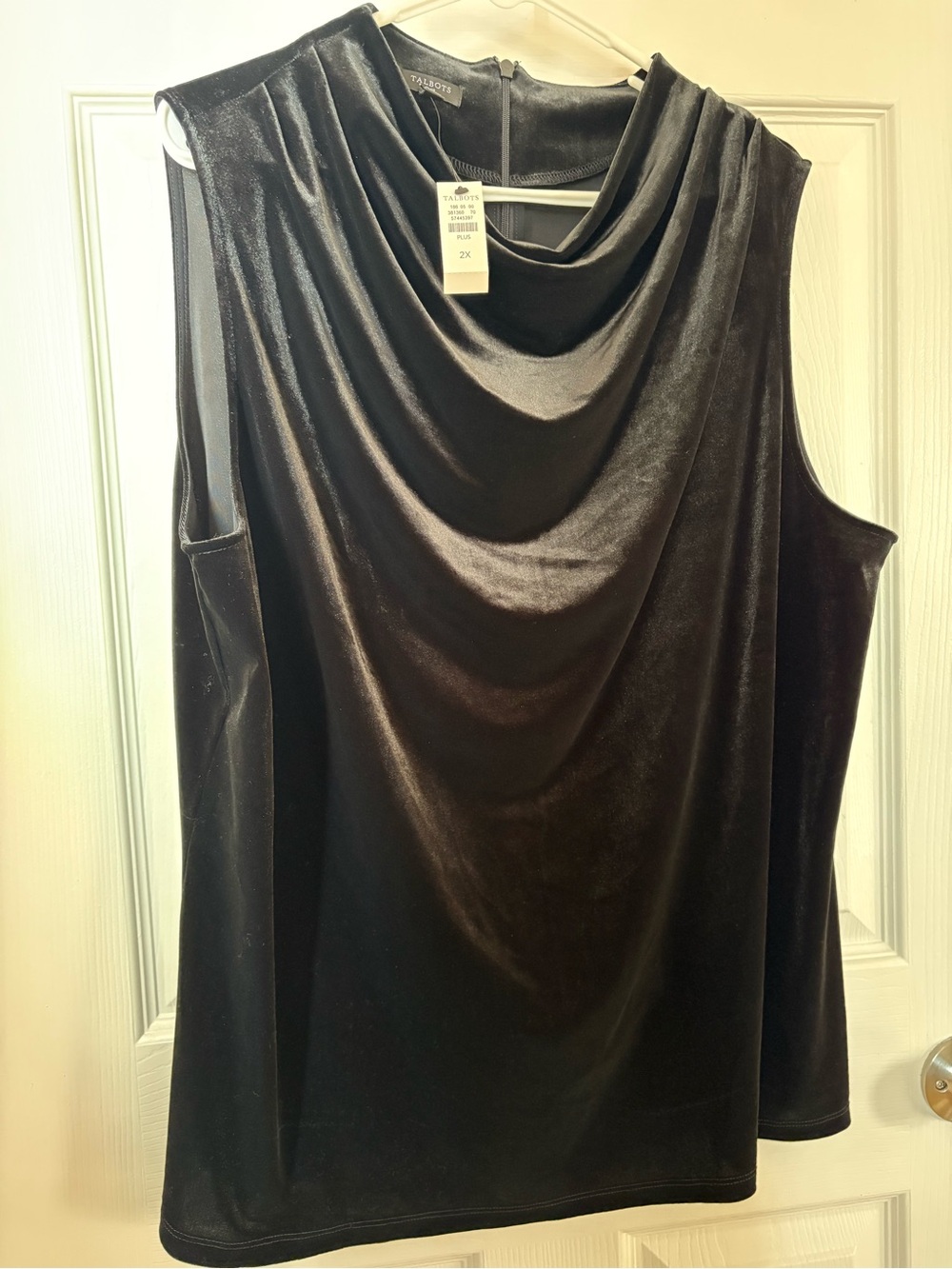 Talbots Black Velvet Sleeveless Cowlneck